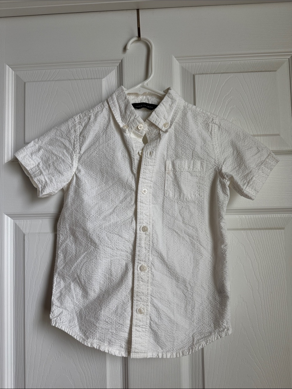 Janie and Jack White Textured Short-Sleeve Button-Down Shirt